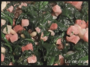 ESPINACAS CON JAMÓN, PASAS Y PIÑONES 2