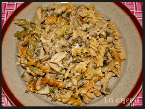 ESPIRALES CON POLLO Y CHAMPIÑONES