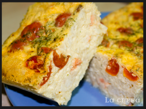 PASTEL DE MERLUZA, SALMÓN Y CHERRY